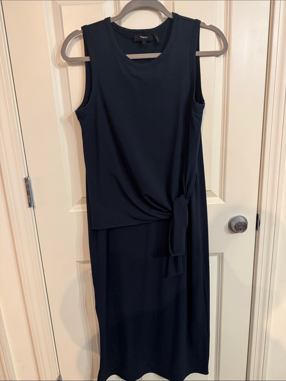 Theory Sleeveless Knot-Front Dress in Navy